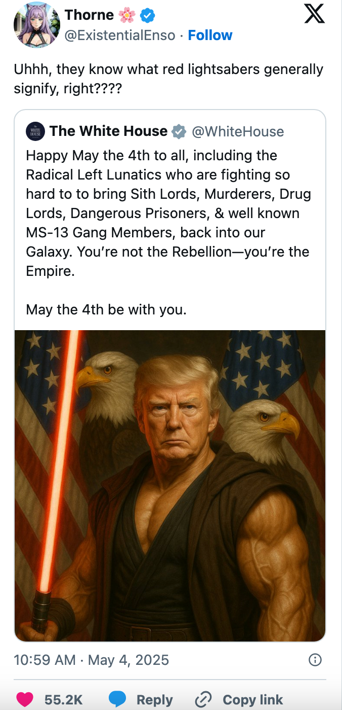 Tweet questioning the white house's image