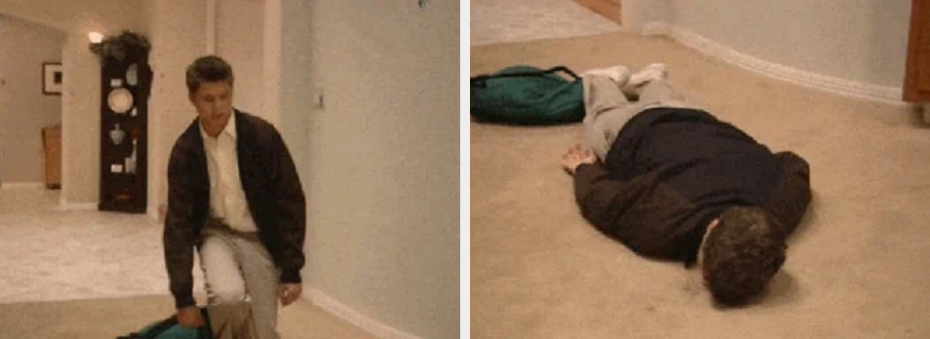 Michael Cera in Arrested Development, lying face down on the floor