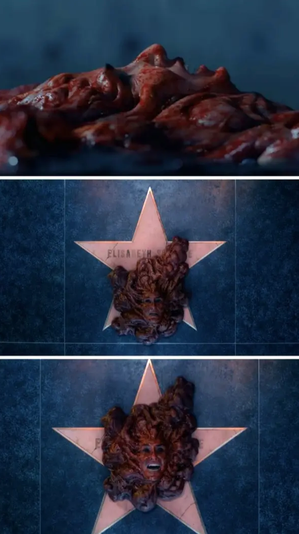 Demi's face crawls over a Hollywood Walk of Fame star as it dissolves