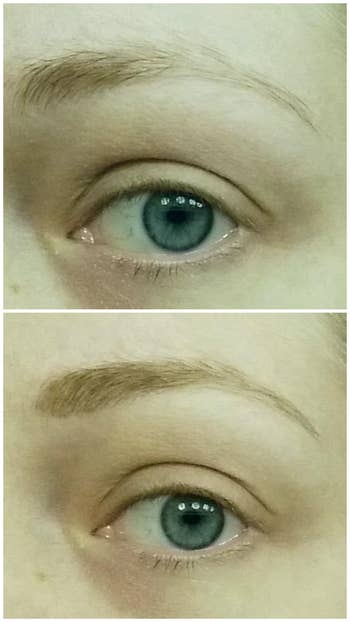 reviewer wearing brow wiz pencil
