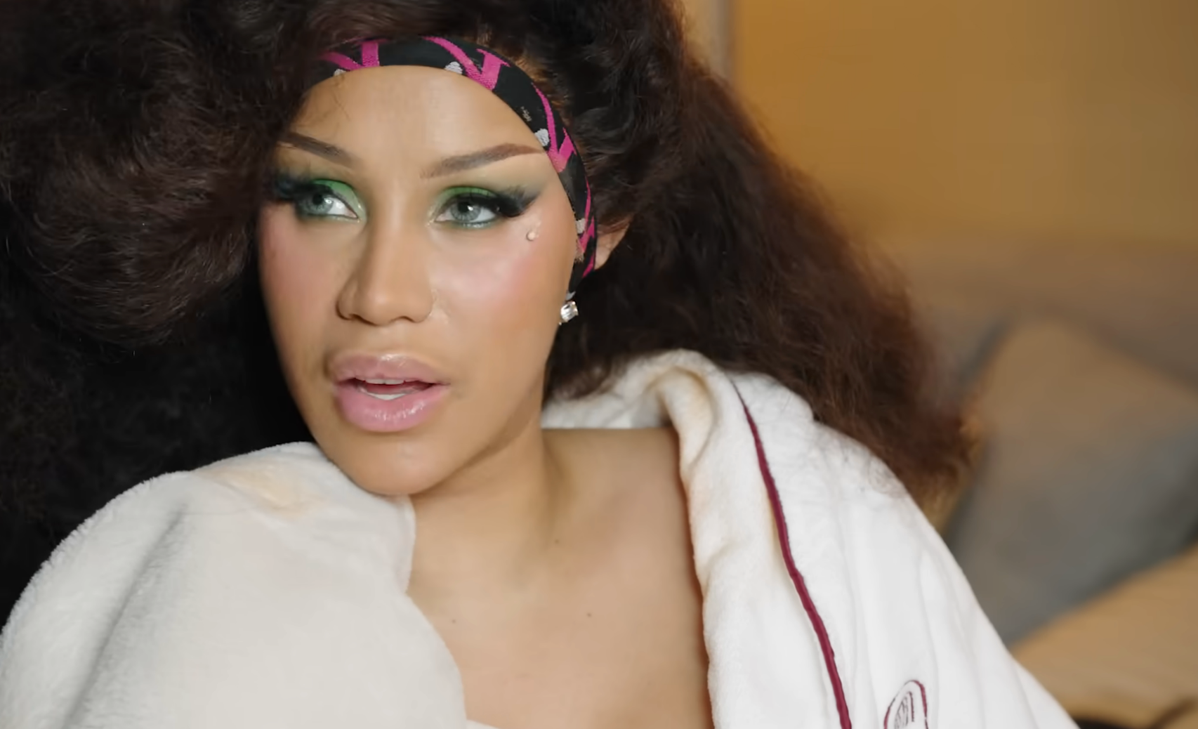 Cardi B in glam makeup and hair preparing for the Met Gala