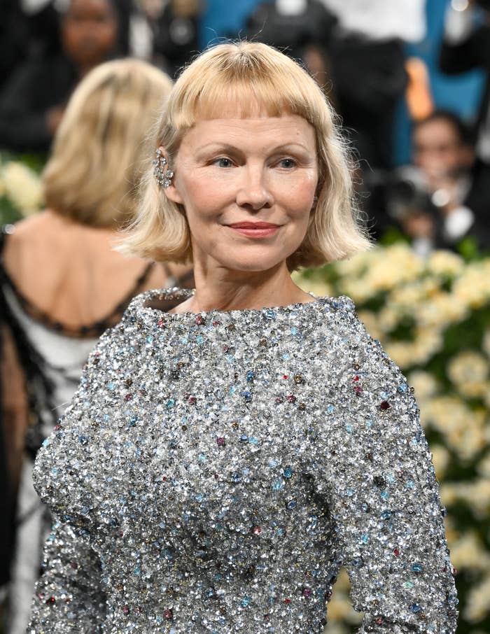 Pamela Anderson makeup-free at the Met Gala