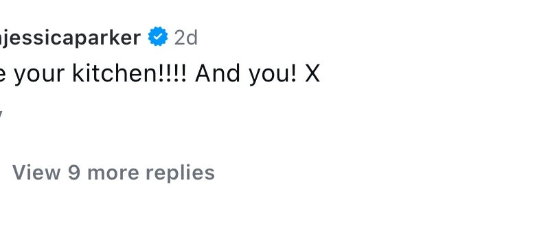 Comment by verified user: "I love your kitchen!!!! And you! X" with 2,192 likes