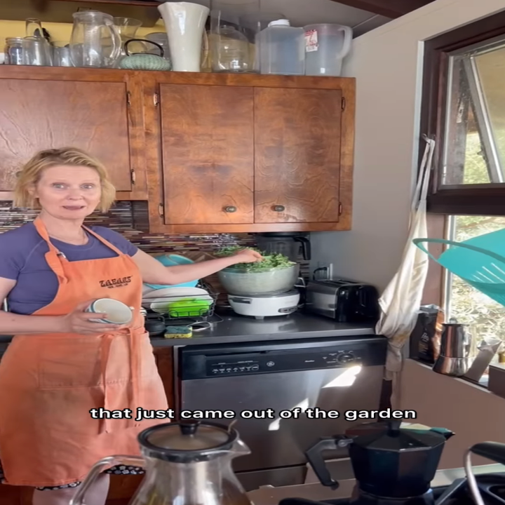 Cynthia Nixon in her kitchen