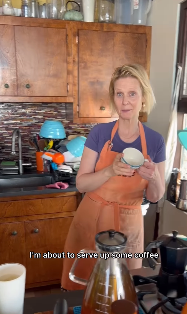 Cynthia Nixon in her kitchen