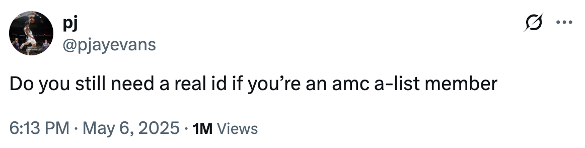 Do you still need a real ID if you're an AMC A-list member