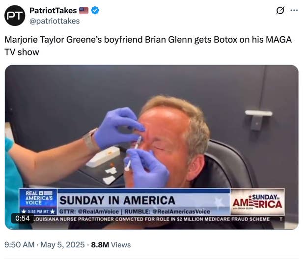 A man receives Botox injections during a segment on a TV show called "Sunday in America."