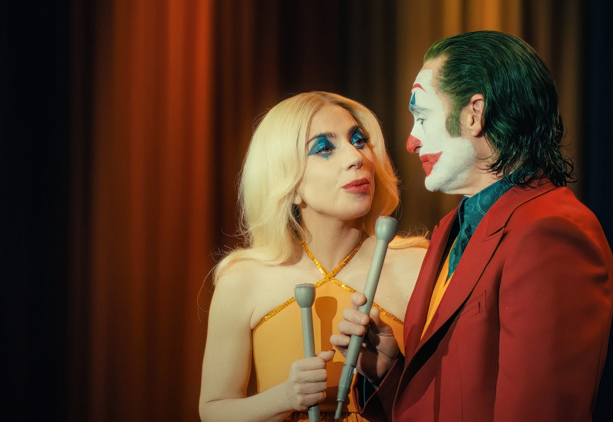 Lady Gaga and Joaquin Phoenix in "Joker: Folie à Deux."
