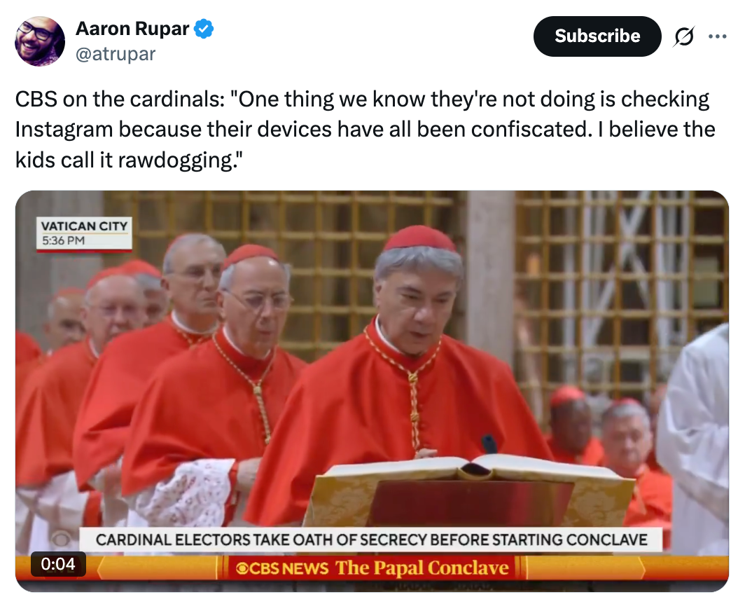 Text from a CBS News broadcast is shown: "One thing we know they're not doing is checking Instagram because their devices have been confiscated."