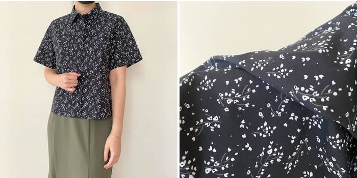 ユニクロの「コットンショートシャツ/プリント/半袖」