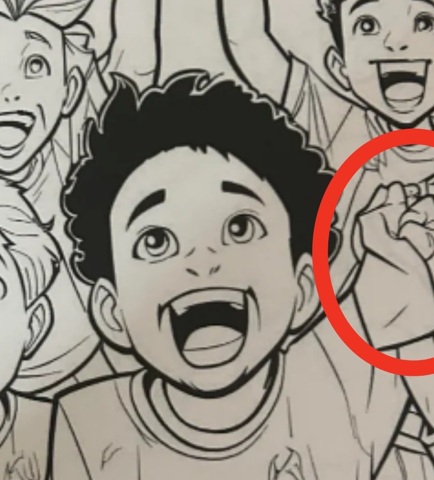 Illustrated kids cheer joyfully, looking upwards with arms raised. They're wearing casual shirts with emblem designs, conveying excitement