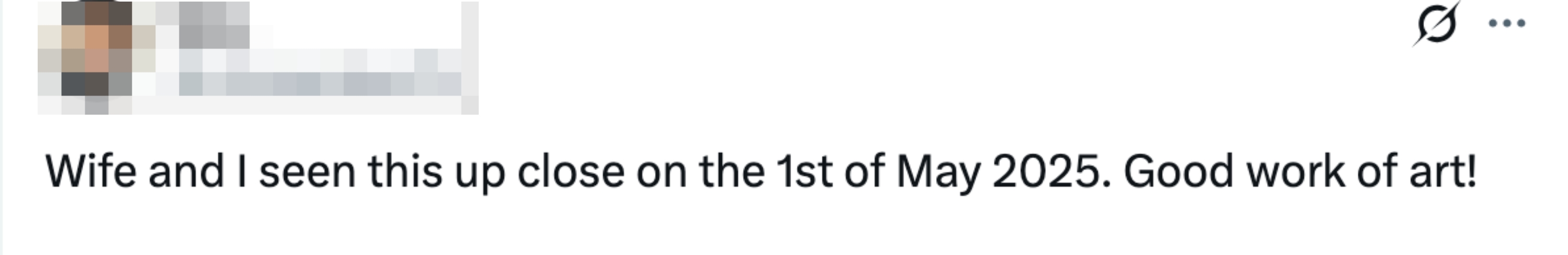 Tweet expresses admiration for artwork viewed on May 1st, 2025