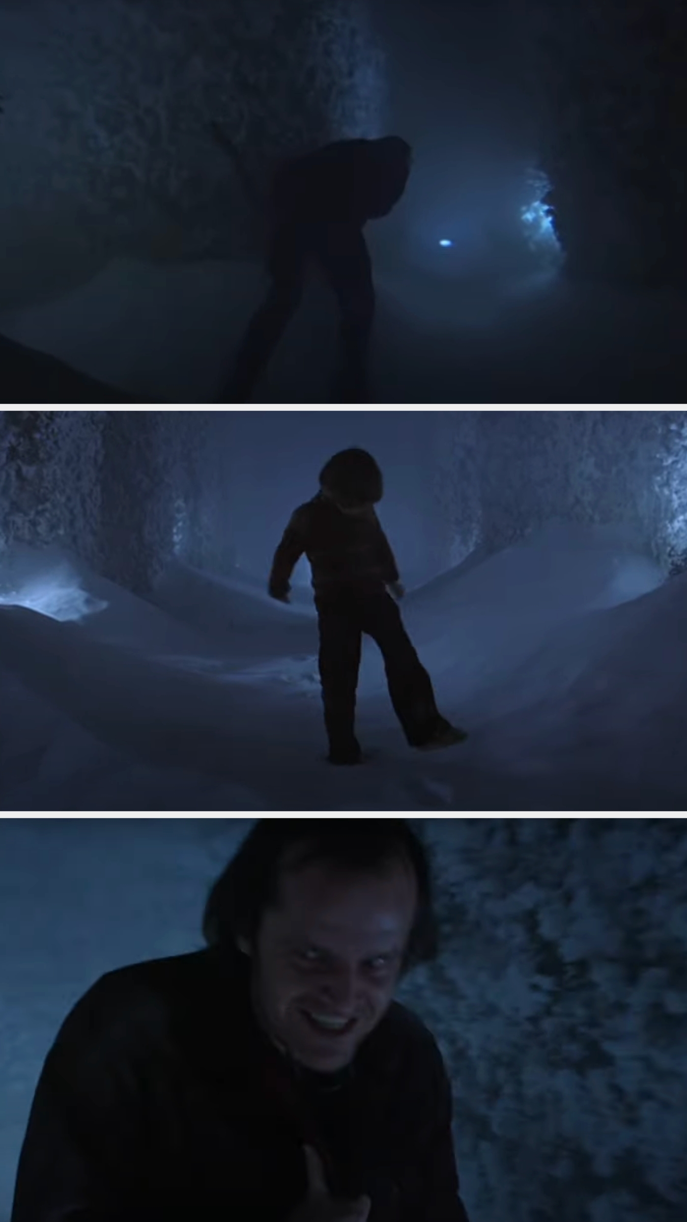 Jack stalks Danny through a snowy maze