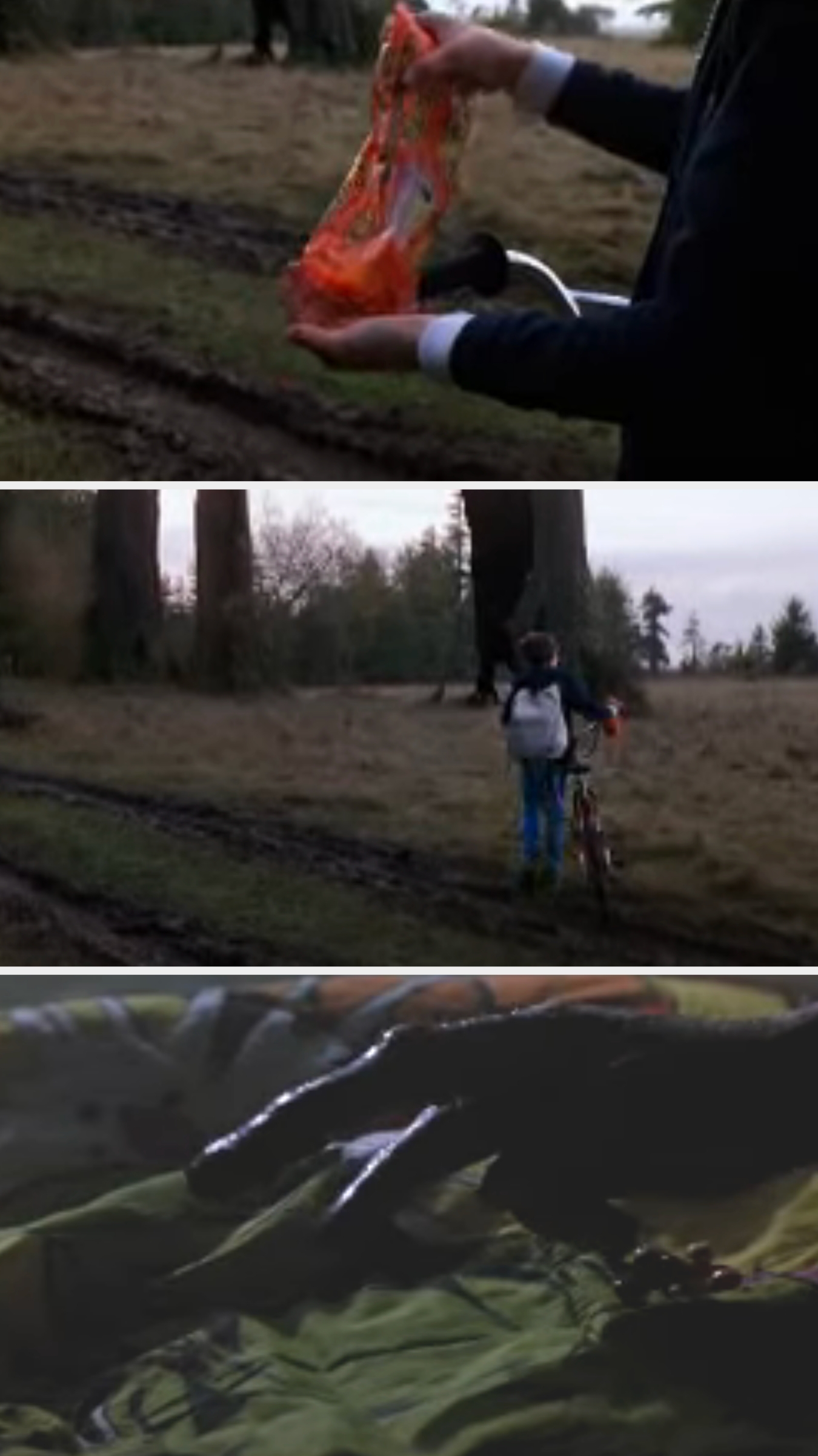 Henry pours out Reese's Pieces, and later, ET brings them back to him