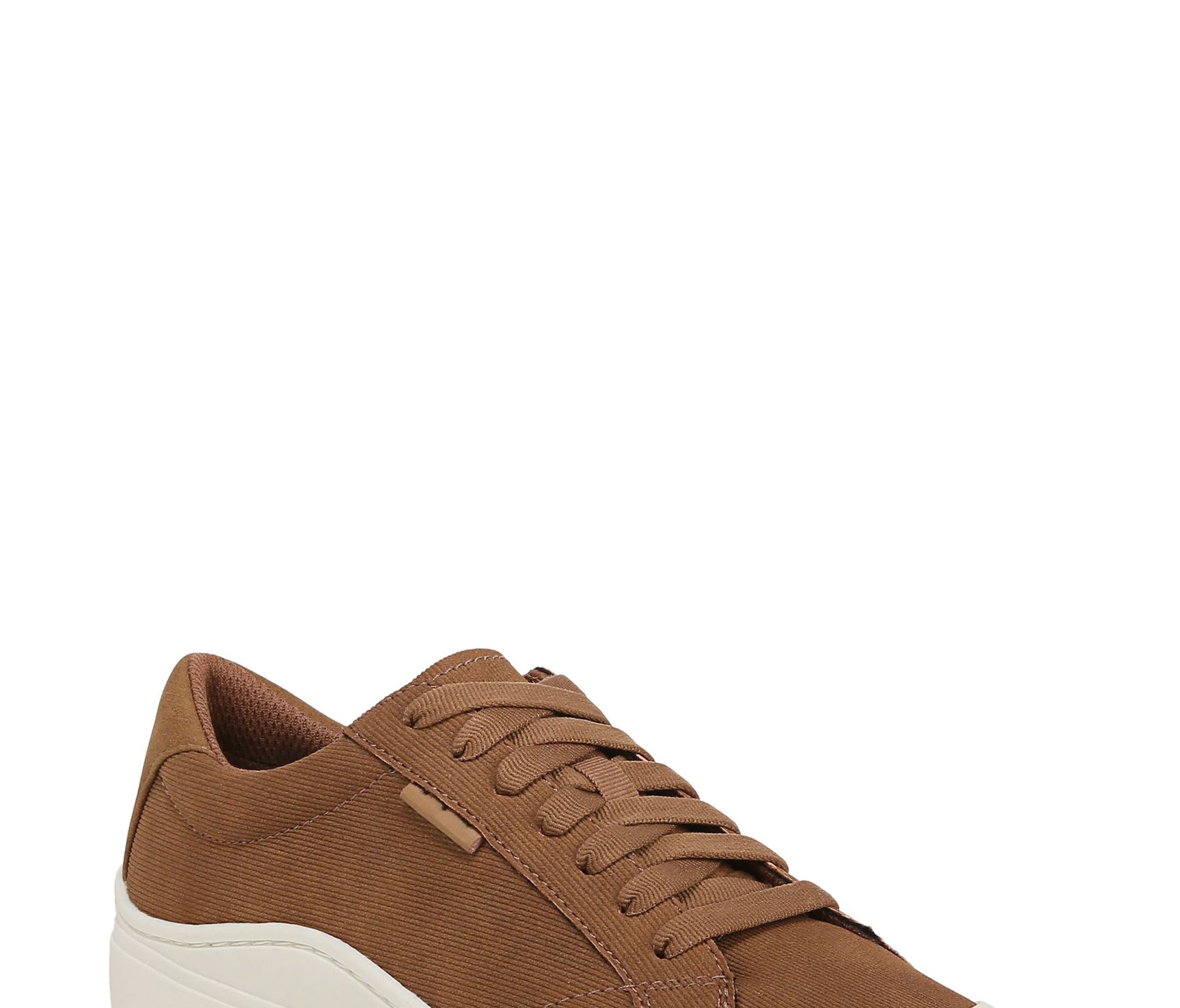 Brown sneaker with white sole, featuring a low-top design and lace-up closure. Perfect for casual outings or everyday wear