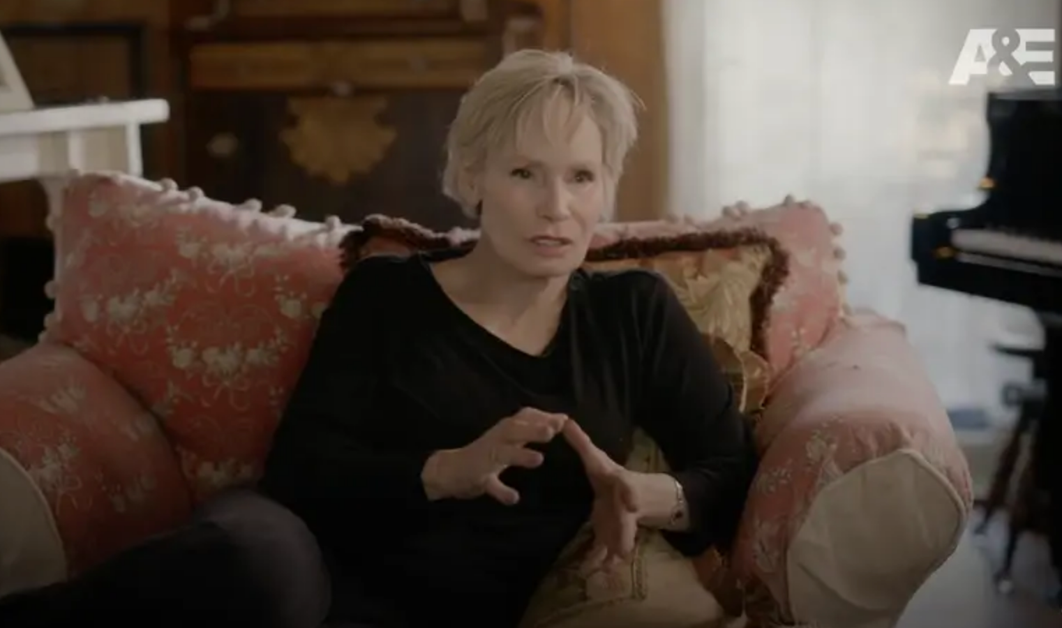 Sondra Theodore speaking in a TV interview