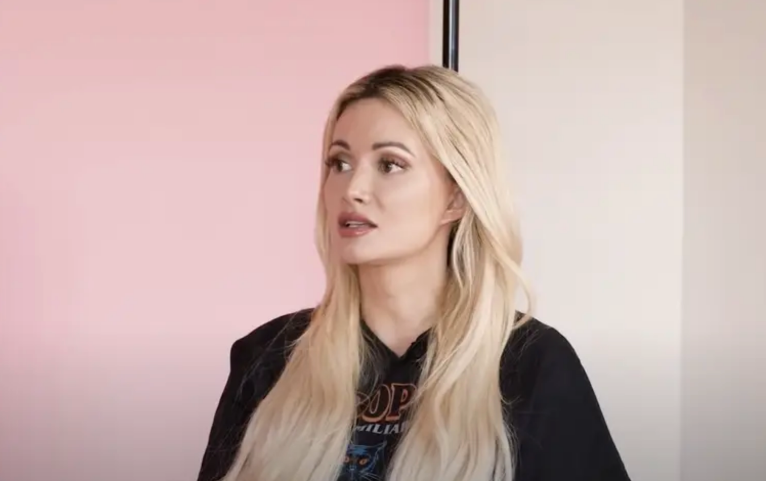 Holly Madison speaking on a podcast