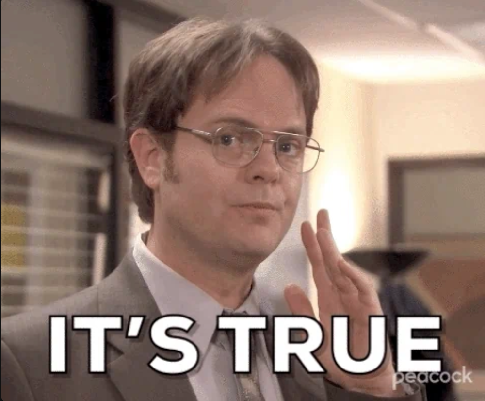 A man with glasses and a serious expression raises his hand. Large text below reads: "IT'S TRUE."