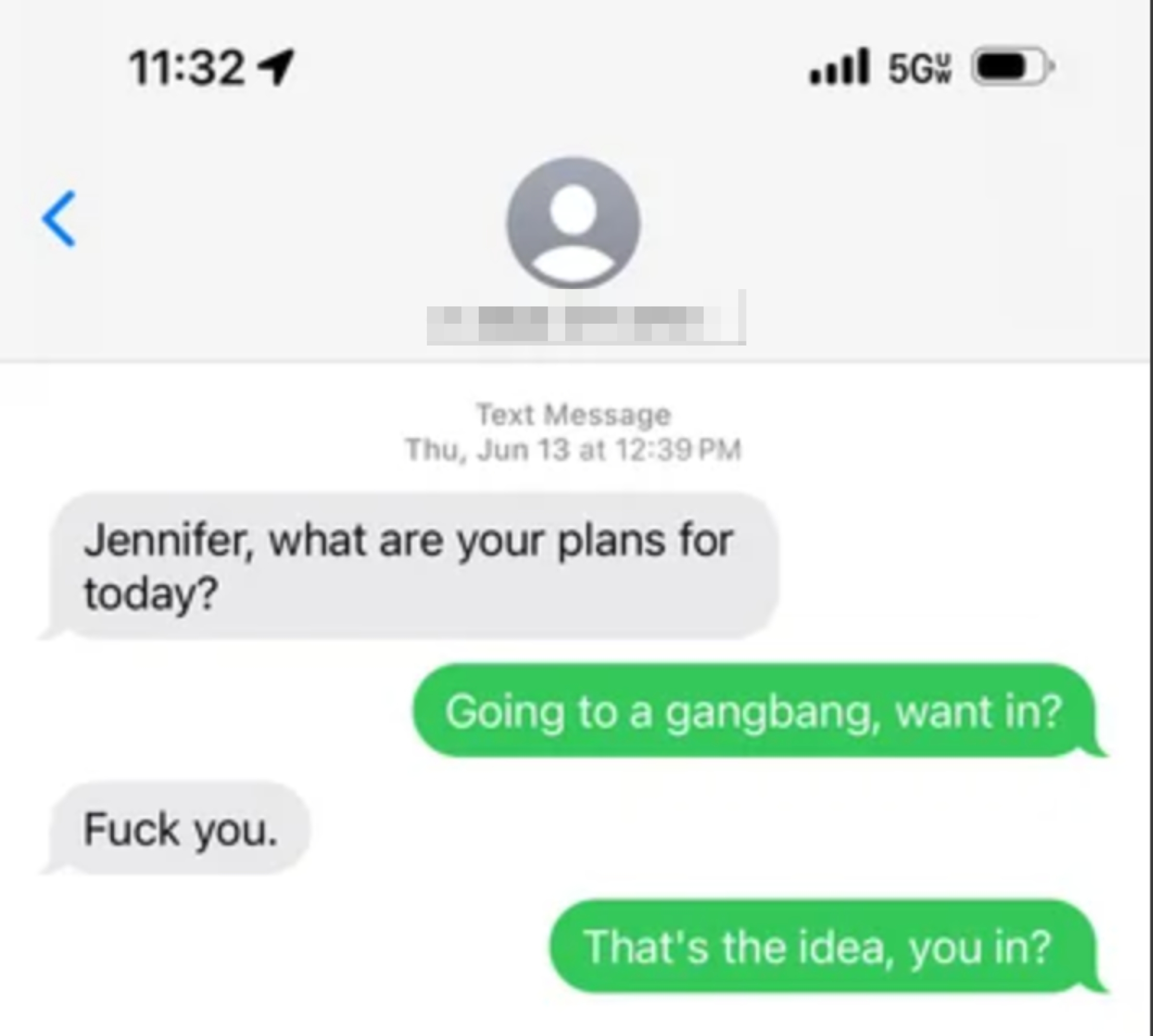 A text exchange where one person invites another to an event, met with a hostile reply