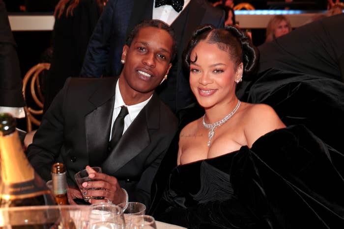 ASAP Rocky and Rihanna at the Golden Globes