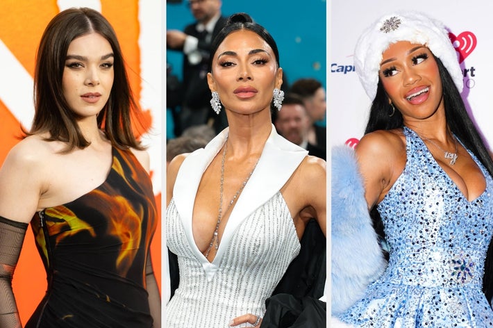 Split image of Hailee Steinfeld, Nicole Scherzinger, and Saweetie at separate events