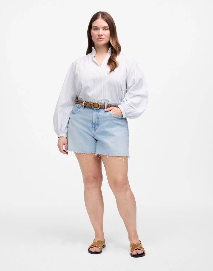 Person successful  denim shorts