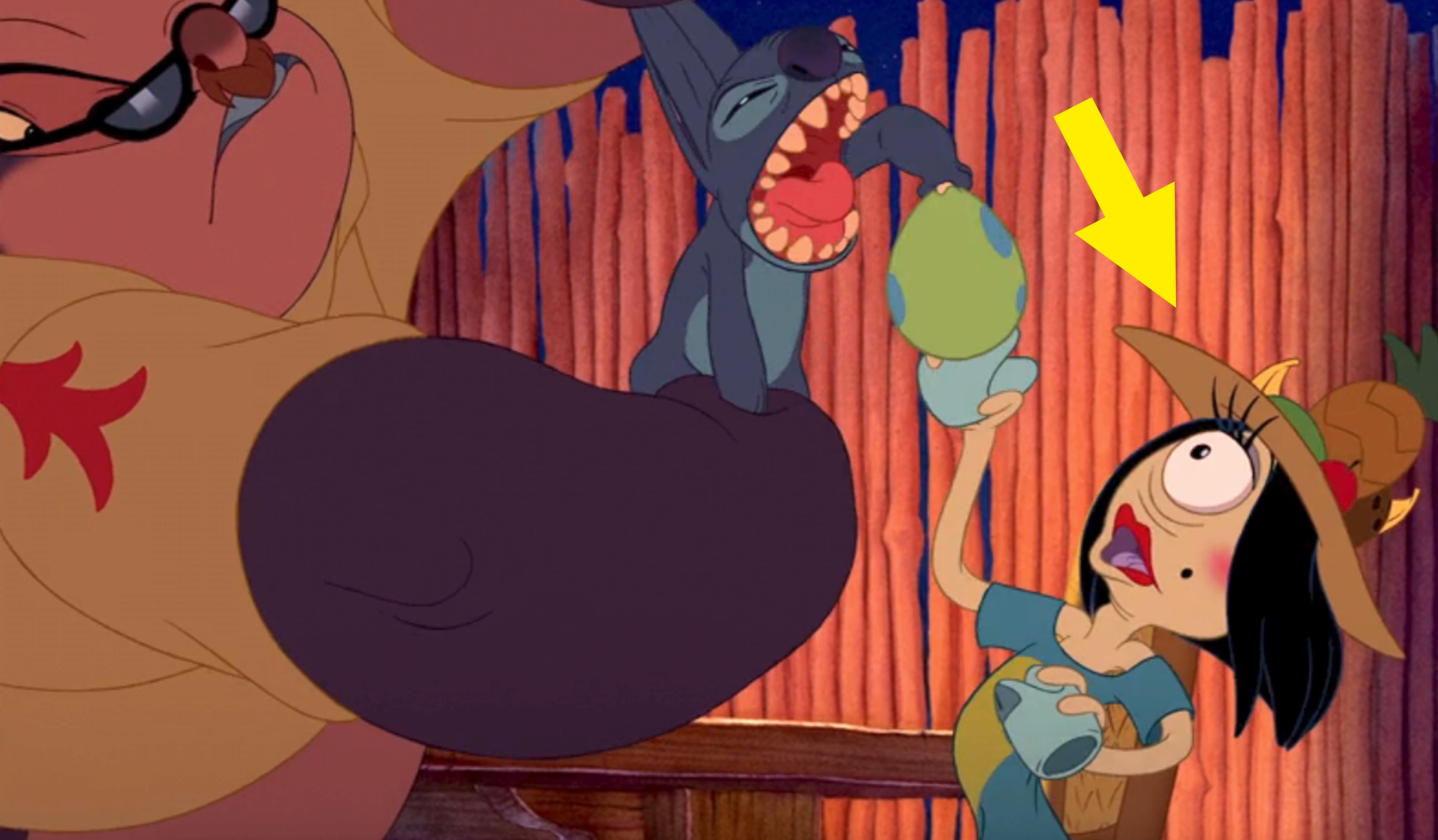 Animated scene from a TV show with a character holding a cup and another character excitedly reaching out for it