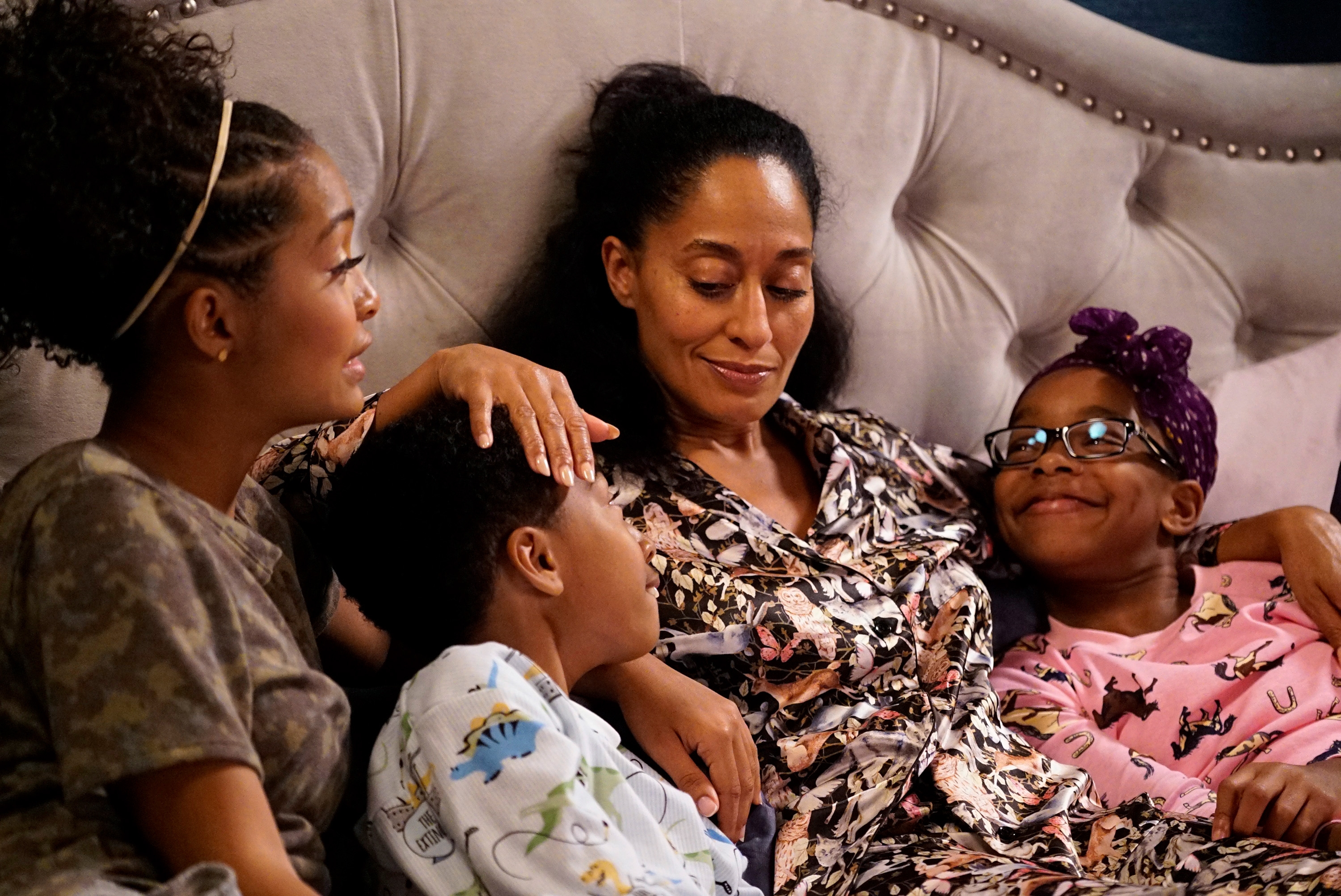 Yara Shahidi, Miles Brown, Tracee Ellis Ross, and Marsai Martin in "Black-ish."
