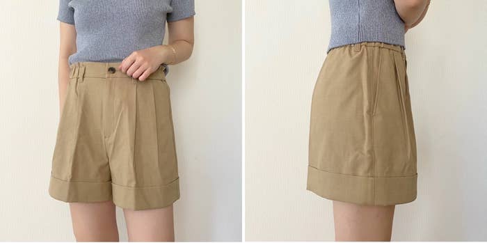 GUの「タックショートパンツ+E」