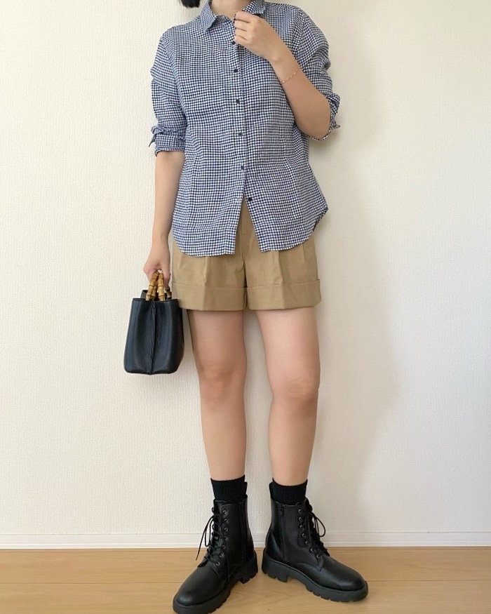 GUの「タックショートパンツ+E」
