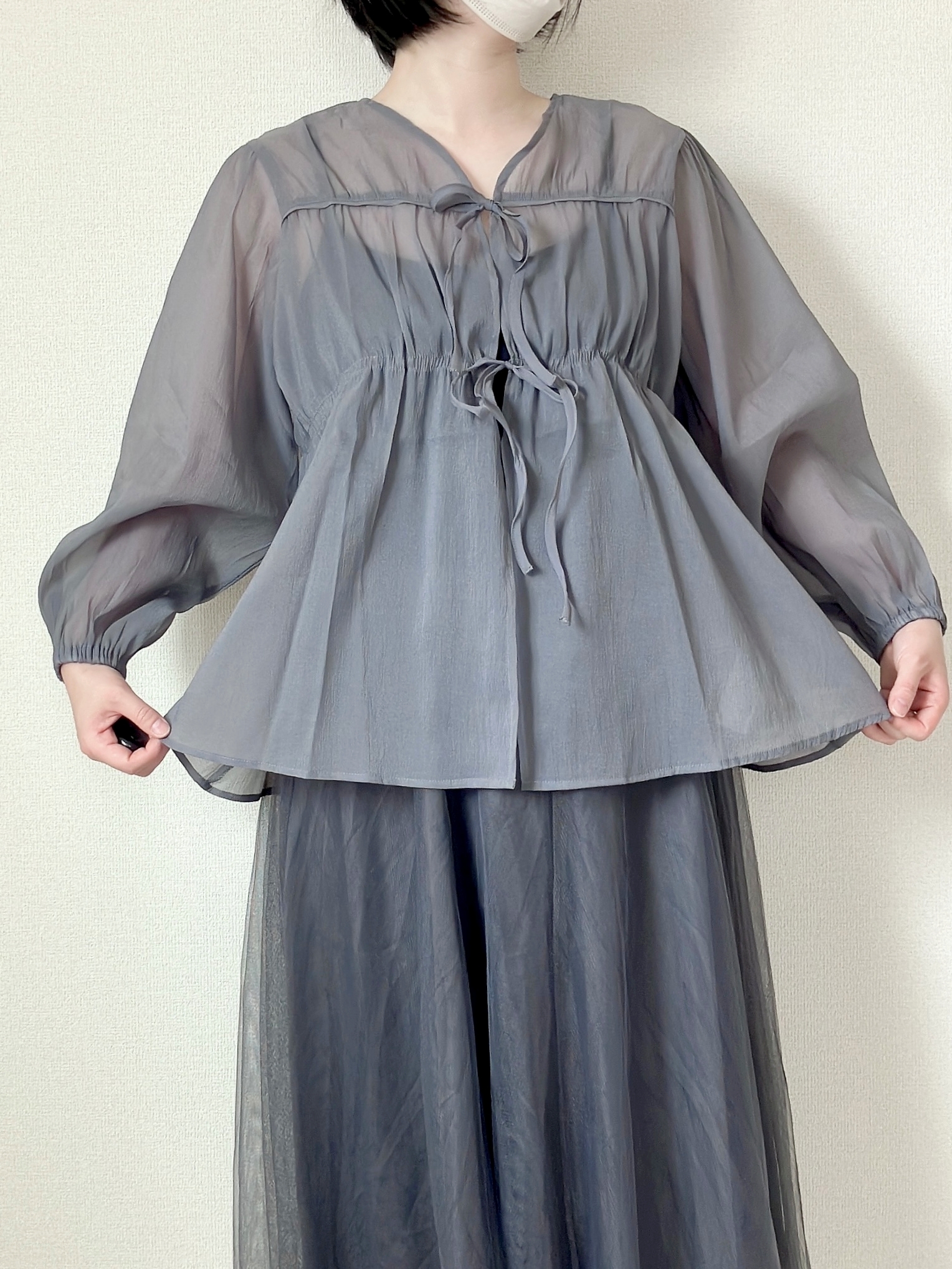 coca(コカ)の「シアーリボンギャザーブラウス レディース」