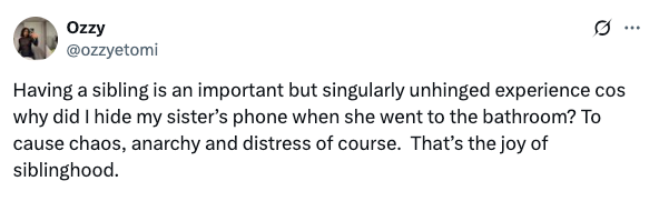 Tweet about siblings being chaotic by hiding a phone during a bathroom break for fun