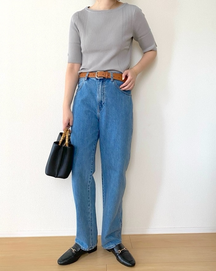 GUの「リブボートネックセーター(5分袖)Z」