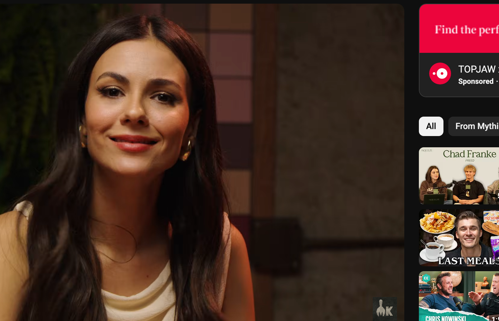 Victoria Justice speaking directly at the camera during an interview