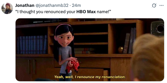 Animated character holding a model airplane, saying, "Yeah, well, I renounce my renunciation," in a room with bookshelves
