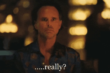 A person in a patterned shirt appears skeptical, with text overlay: "….really?"