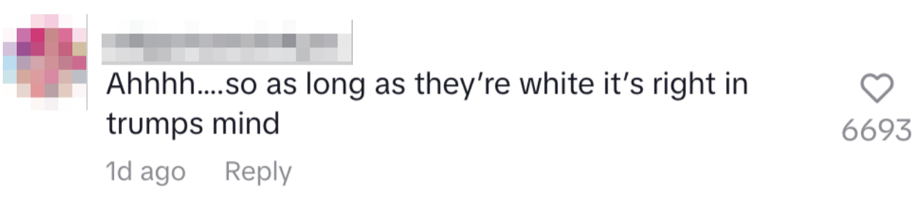 A social media comment criticizing Trump with 6,693 likes