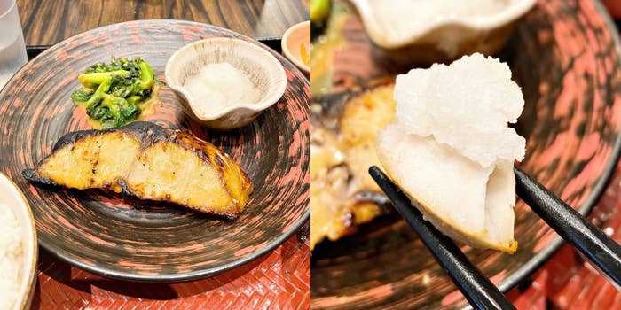 大戸屋の「鰆の西京焼き 菜の花からし和え添え」