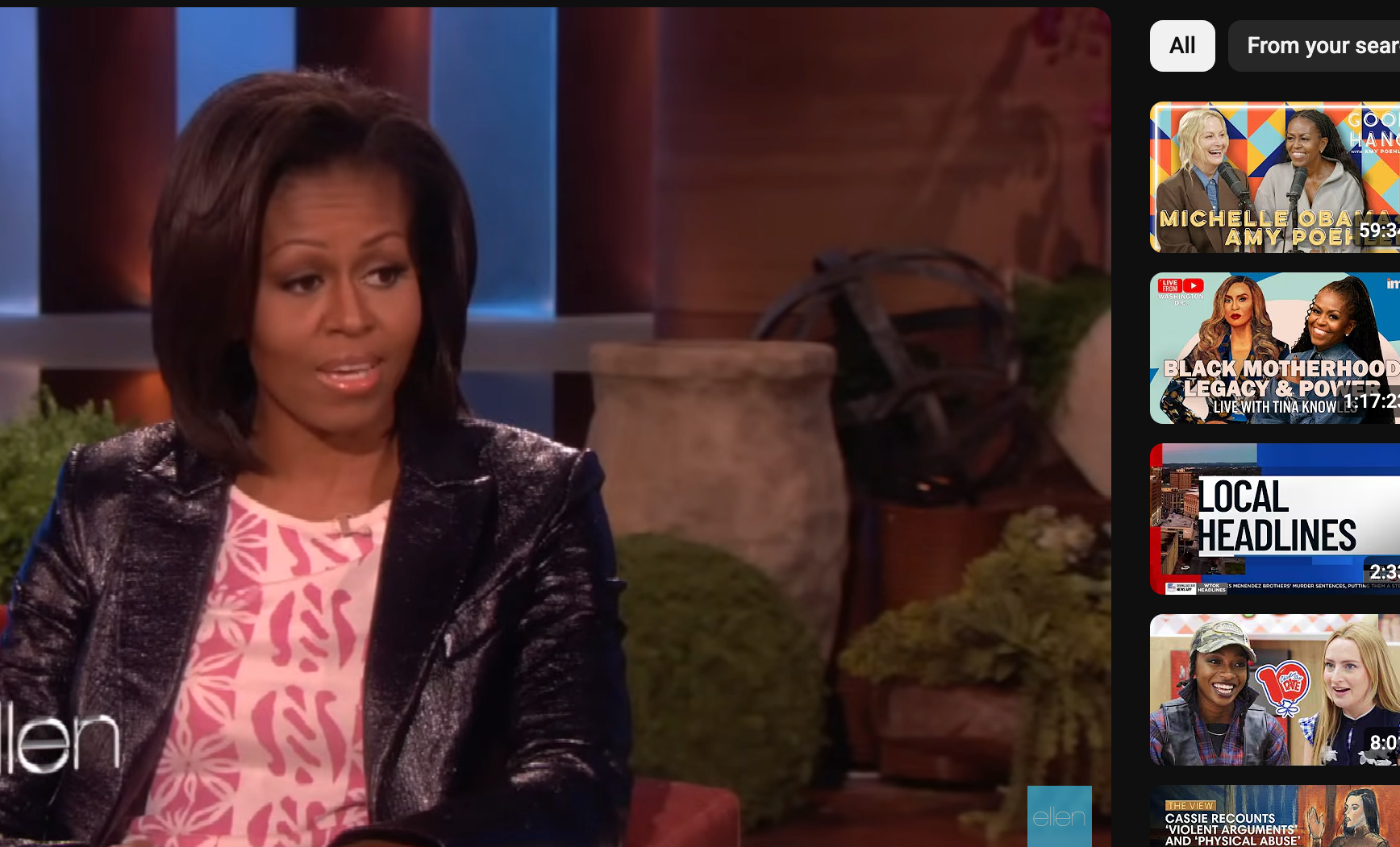 Michelle Obama speaking on &quot;The Ellen Show&quot;