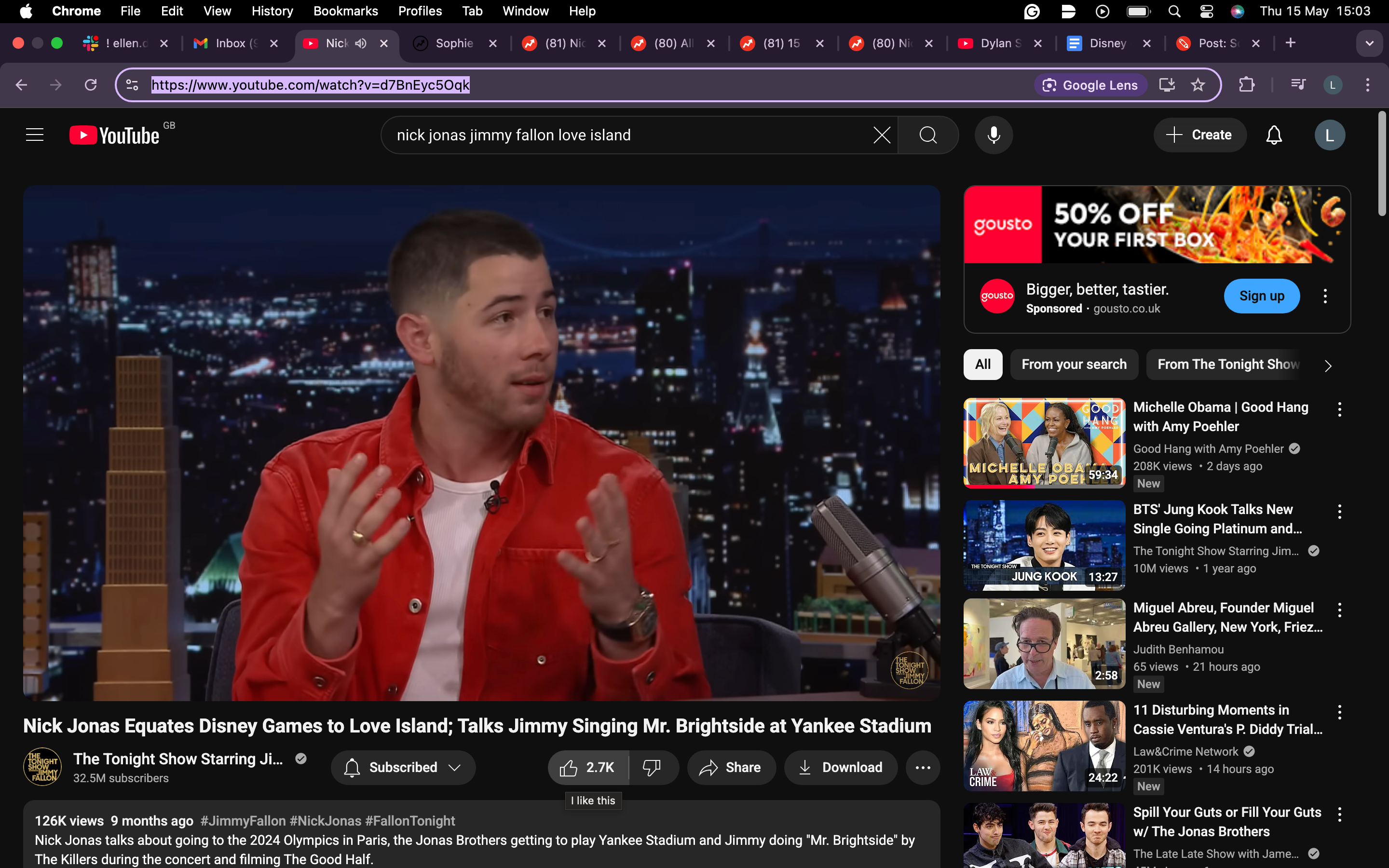 Nick Jonas speaking on a talk show