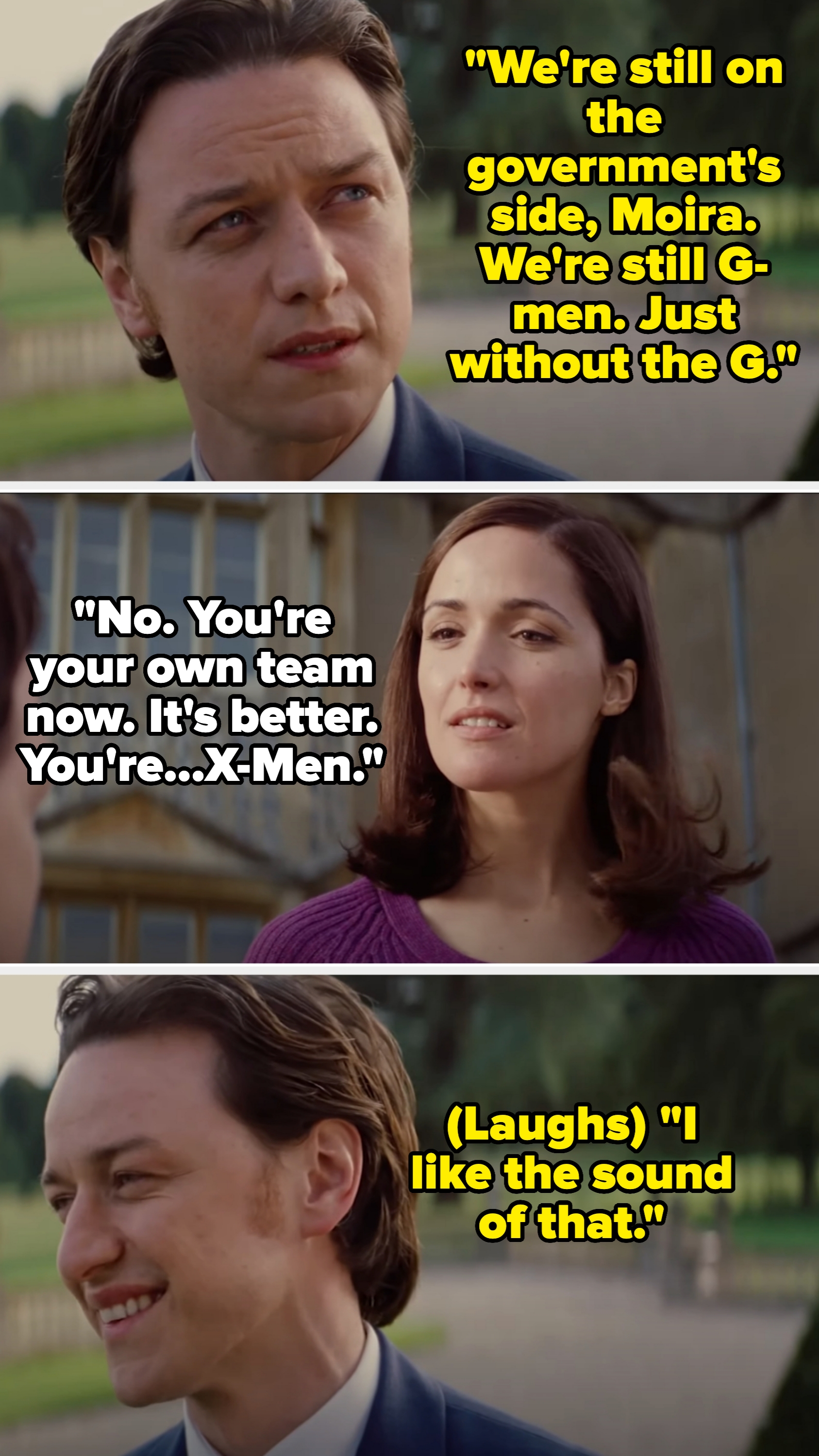 Xavier says they're still G-men, and moira says no, you're something better: x-men