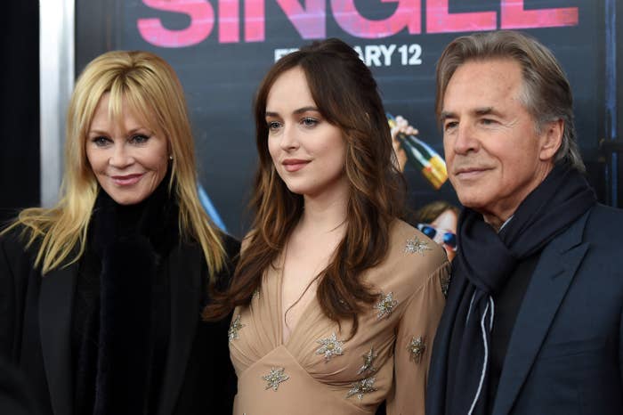 Melanie Griffith, Dakota Johnson, and Don Johnson at a media event