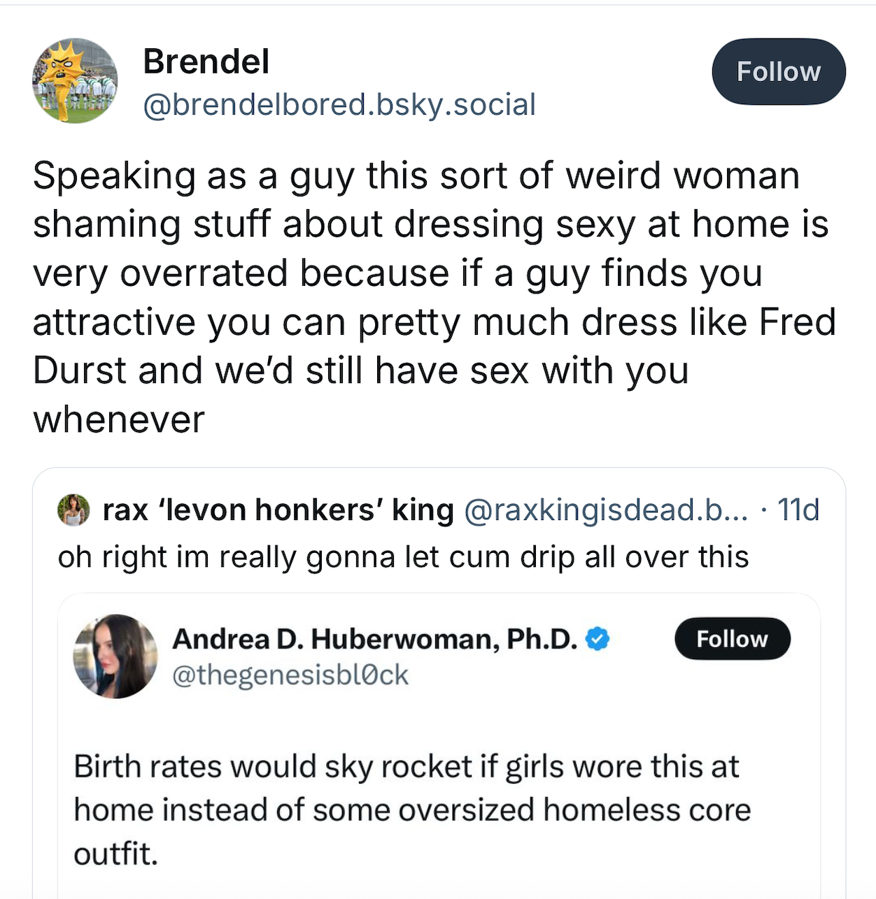 Tweet about attraction preferences and birth rates related to women's appearance choices and societal judgments