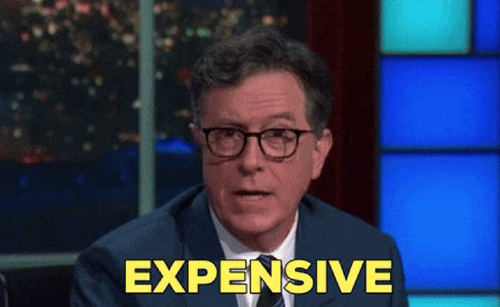 A person wearing glasses and a suit appears surprised, with the caption "EXPENSIVE" overlaying the image
