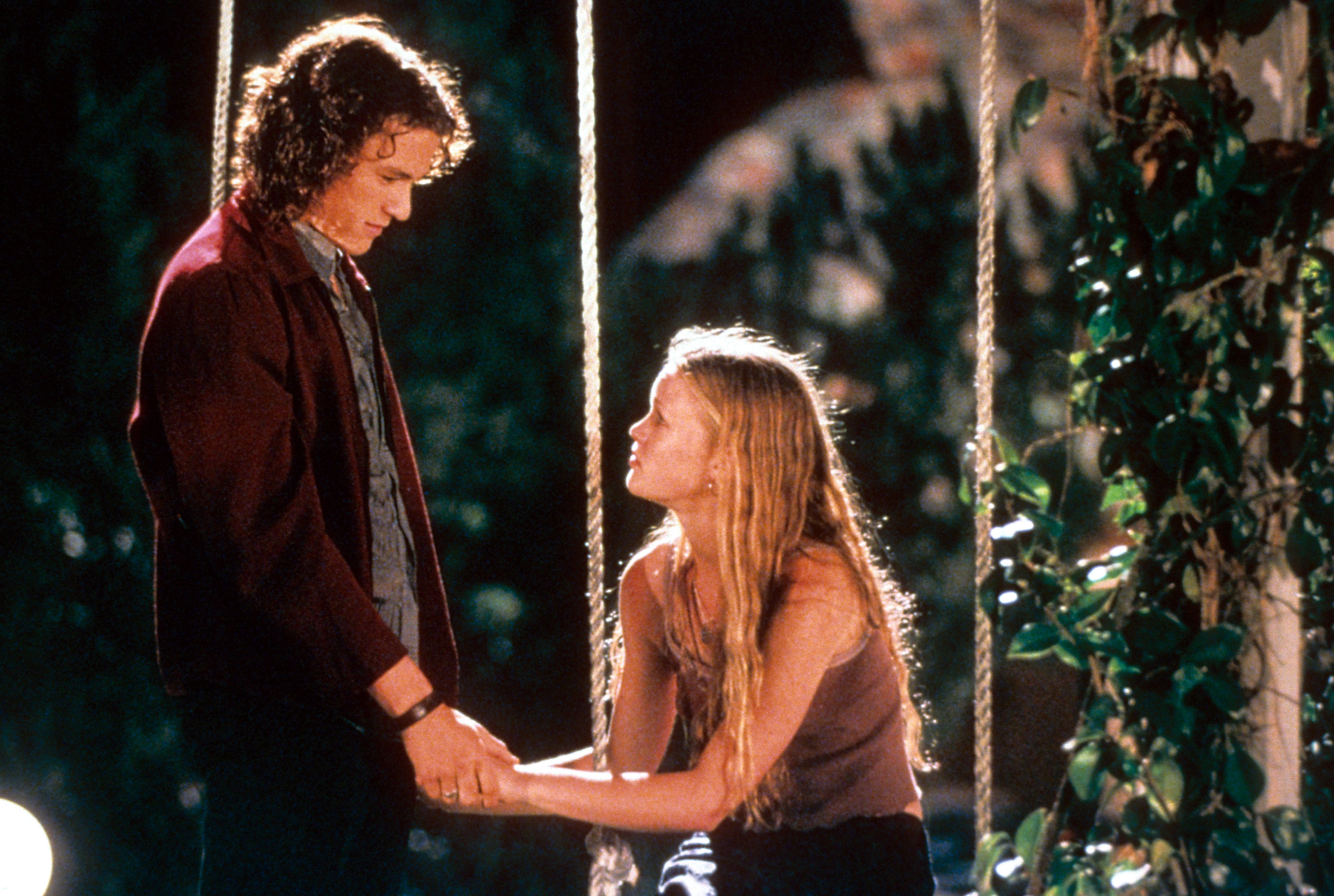 Heath Ledger and Julia Stiles in a scene from the film 10 Things I Hate About You