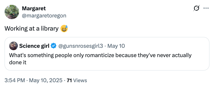 Tweet reply   astir  romanticizing room  work