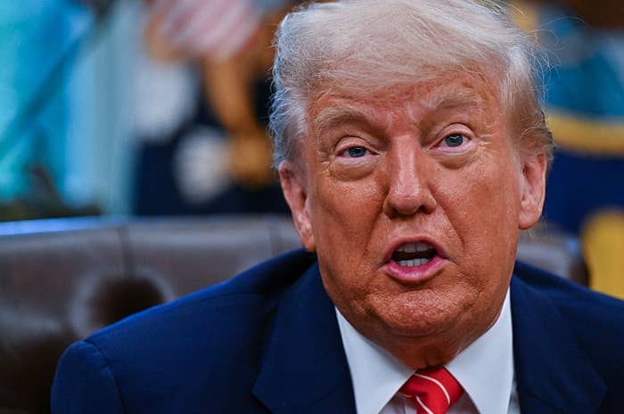 Donald Trump speaks during an announcement on a trade deal with the United Kingdom at The White House