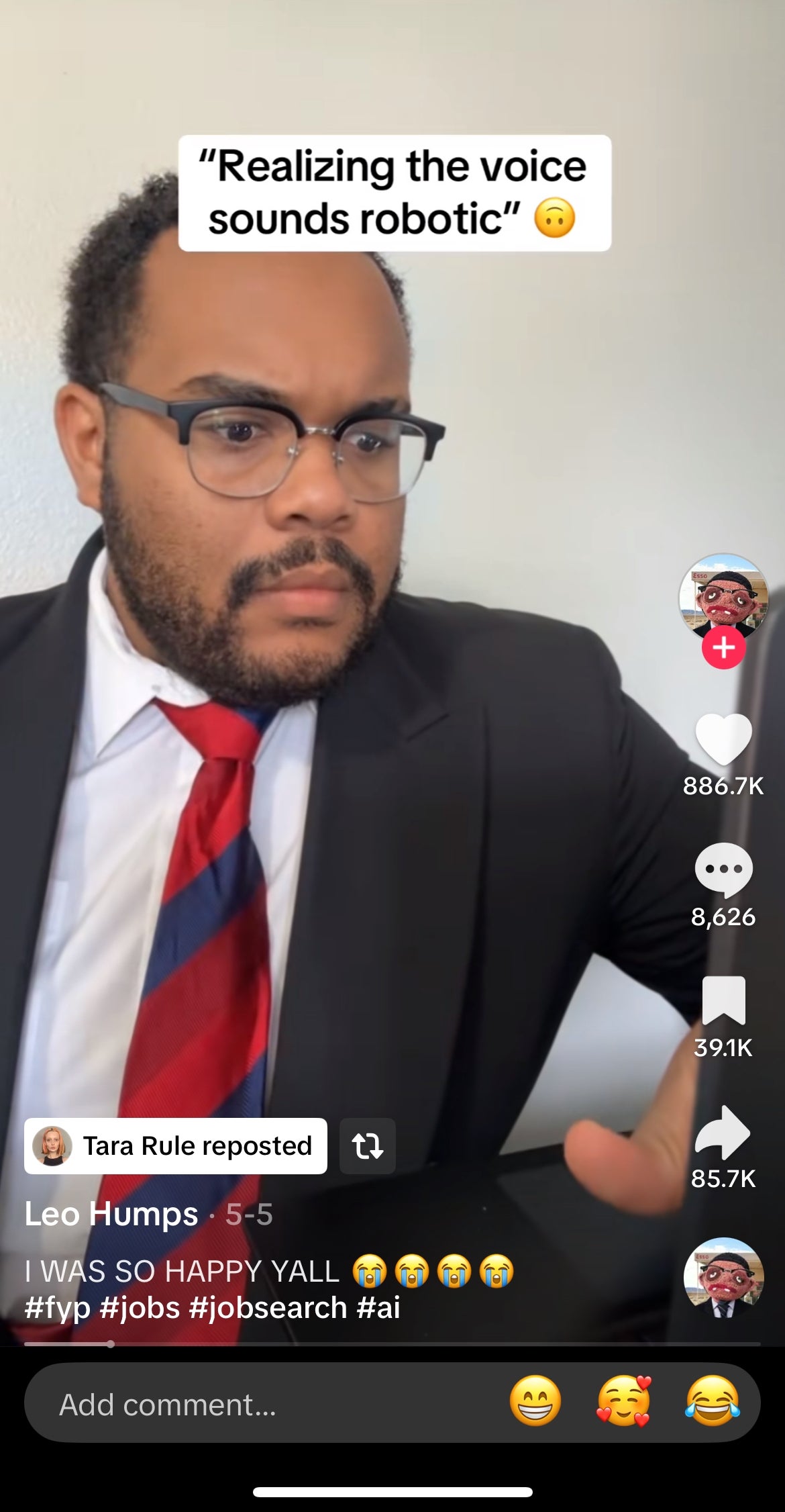Person concerned during virtual job interview