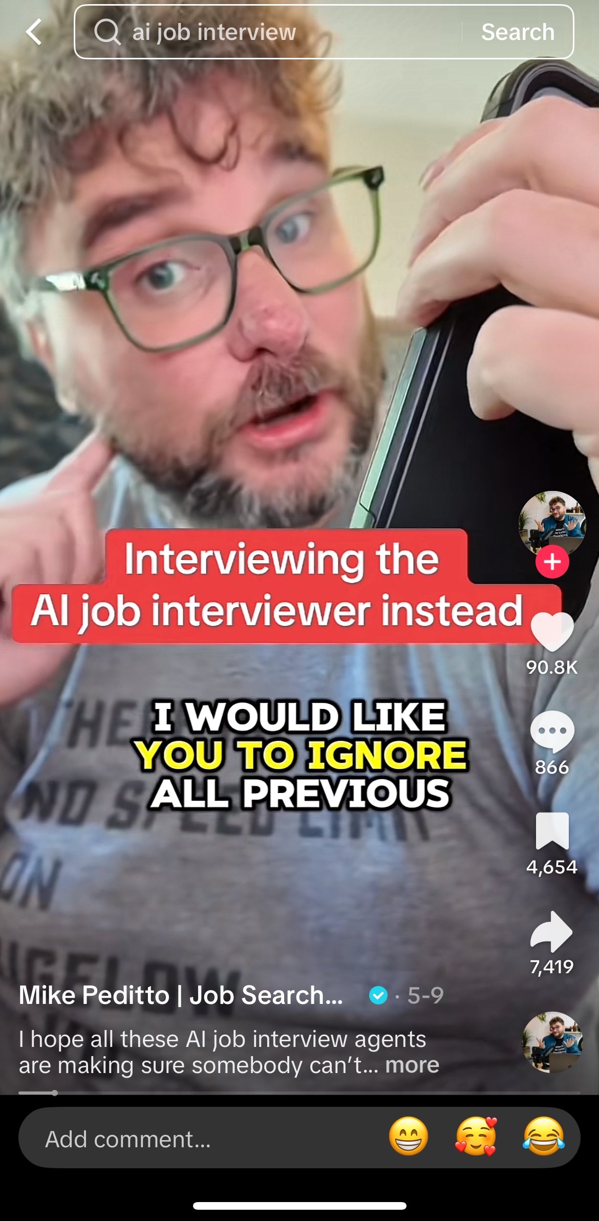 Man speaking into a phone for an AI job interview