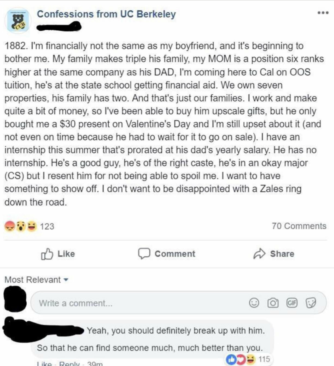 Text image with a Reddit post about financial struggles and dealing with family comments regarding a job offer